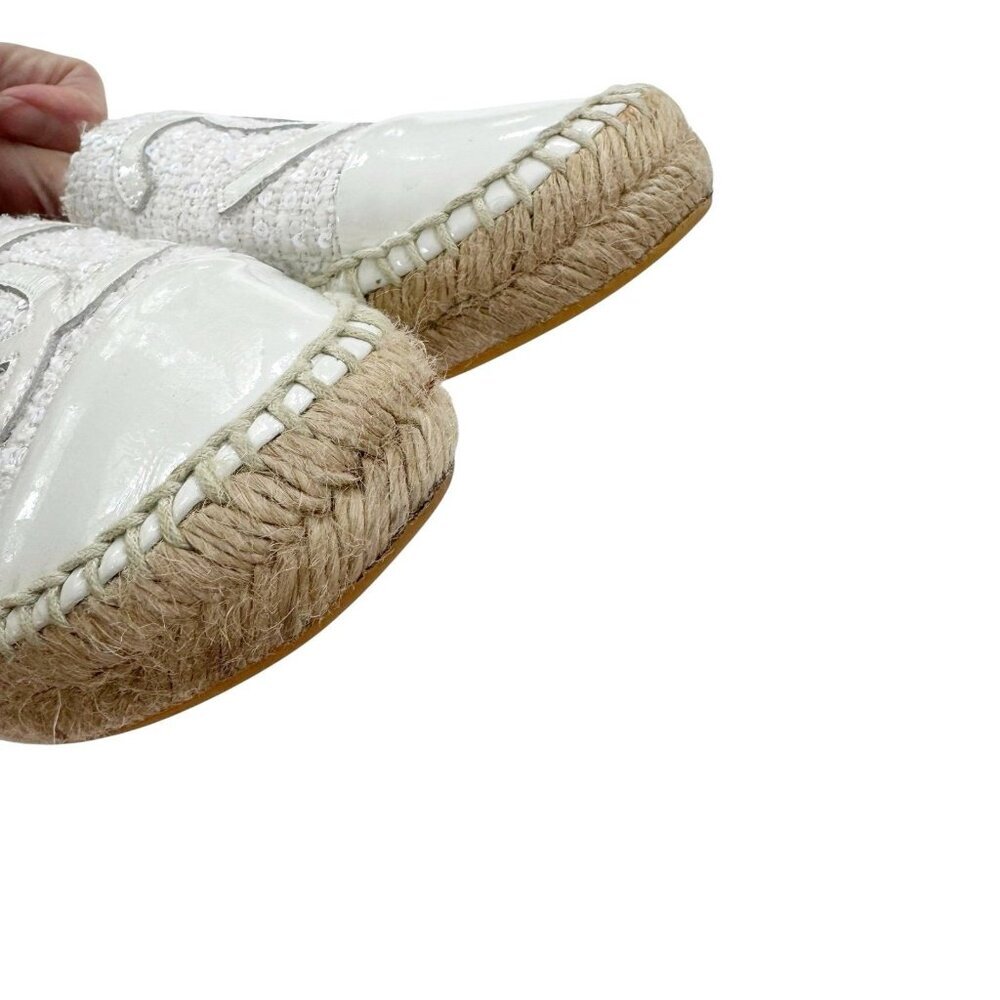 Chanel Tweed Sequin Logo Cap Toe Espadrilles Cream Size EU37 - Picture 4 of 16